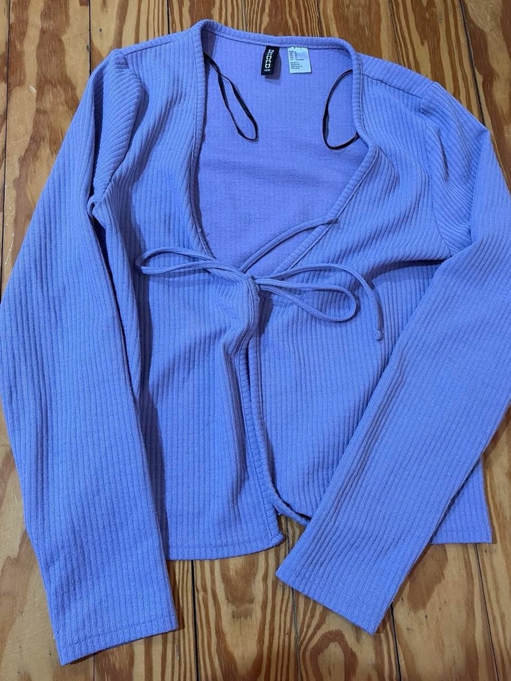 H&M Lavender Ribbed Tie-Front Cardigan